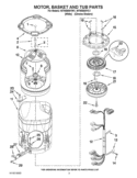 MOTOR, BASKET AND TUB PARTS Diagram and Parts List for WTW8800YW1  Whirlpool Washer