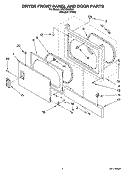 DRYER FRONT PANEL AND DOOR PARTS Diagram and Parts List for WGT3300SQ1  Whirlpool Washer Dryer Combo
