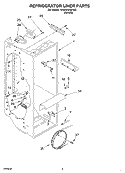 REFRIGERATOR LINER Diagram and Parts List for 4YED27PQFN03  Whirlpool Refrigerator