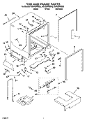 TUB AND FRAME PARTS Diagram and Parts List for KUDU02FRSS3  KitchenAid Dishwasher