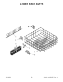 LOWER RACK PARTS Diagram and Parts List for KUDE60HXSS5  KitchenAid Dishwasher