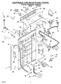 CONTROLS AND REAR PANEL PARTS Diagram and Parts List for WTW5590SQ0  Whirlpool Washer
