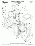 TOP AND CABINET PARTS Diagram and Parts List for WFW9050XW02  Whirlpool Washer