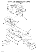 MOTOR AND ICE CONTAINER Diagram and Parts List for 3XKGN7050W01  Whirlpool Refrigerator