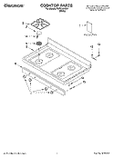 COOKTOP, LITERATURE Diagram and Parts List for TGP310KW0  Estate Range
