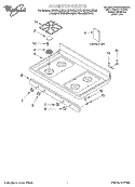 COOKTOP, LITERATURE Diagram and Parts List for GS395LEGT6  Whirlpool Range