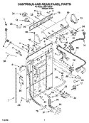 CONTROLS AND REAR PANEL PARTS Diagram and Parts List for LSR7133PQ1  Whirlpool Washer