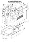 DOOR AND DRAWER Diagram and Parts List for KERC601HBL8  KitchenAid Range