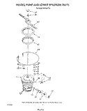 HEATER, PUMP AND LOWER SPRAY ARM Diagram and Parts List for DU9450XT0  Whirlpool Dishwasher