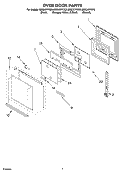 OVEN DOOR Diagram and Parts List for GBS307PDB5  Whirlpool Wall Oven