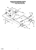 COOKTOP BURNER PARTS Diagram and Parts List for YGW395LEGQ6  Whirlpool Range