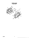 OVEN DOOR Diagram and Parts List for F4558L0  Roper Range