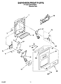 DISPENSER FRONT PARTS Diagram and Parts List for KSBP25INSS01  KitchenAid Refrigerator