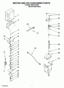 MOTOR AND ICE CONTAINER PARTS Diagram and Parts List for GD5NVAXWA00  Whirlpool Refrigerator