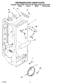 REFRIGERATOR LINER Diagram and Parts List for 7GS6SHAXKQ00  Whirlpool Refrigerator