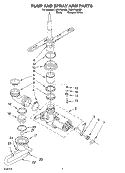 PUMP AND SPRAYARM Diagram and Parts List for TUD4700KB0  Estate Dishwasher
