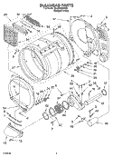 BULKHEAD PARTS Diagram and Parts List for 3XLGR5437KQ1  Whirlpool Dryer