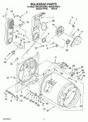 BULKHEAD PARTS Diagram and Parts List for 7MWG66705WT0  Whirlpool Dryer