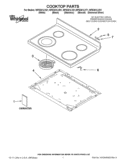 COOKTOP PARTS Diagram and Parts List for WFE361LVS1  Whirlpool Range