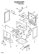 CHASSIS PARTS Diagram and Parts List for RF314PXMQ1  Whirlpool Range