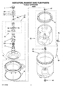 AGITATOR, BASKET AND TUB PARTS Diagram and Parts List for 1CWTW5300SQ0  Whirlpool Washer