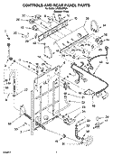 CONTROLS AND REAR PANEL PARTS Diagram and Parts List for LSQ9030PQ4  Whirlpool Washer