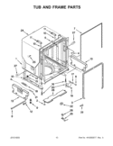 TUB AND FRAME PARTS Diagram and Parts List for KUDE50FBSS0  KitchenAid Dishwasher