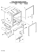 TUB AND FRAME PARTS Diagram and Parts List for KUDT03STSS0  KitchenAid Dishwasher