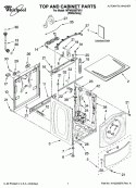 TOP AND CABINET PARTS Diagram and Parts List for WFW8200TW01  Whirlpool Washer