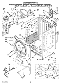CABINET PARTS Diagram and Parts List for WED9400SW1  Whirlpool Dryer
