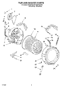 TUB AND BASKET Diagram and Parts List for GHW9100LW0  Whirlpool Washer