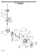 BRAKE, CLUTCH, GEARCASE, MOTOR AND PUMP PARTS Diagram and Parts List for YMET3800TW0  Whirlpool Washer Dryer Combo
