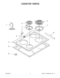 COOKTOP PARTS Diagram and Parts List for RY160LXTB02  Whirlpool Range