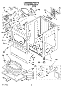 CABINET PARTS Diagram and Parts List for 8TCEM2760KQ0  Whirlpool Dryer