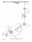 BRAKE, CLUTCH, GEARCASE, MOTOR AND PUMP PARTS Diagram and Parts List for LTE5243DQ9  Whirlpool Washer Dryer Combo