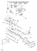 MOTOR AND ICE CONTAINER Diagram and Parts List for KSRS25FGBT04  KitchenAid Refrigerator