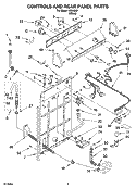 CONTROLS AND REAR PANEL PARTS Diagram and Parts List for IM44000  Inglis Washer