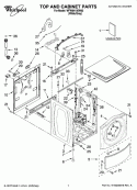 TOP AND CABINET PARTS Diagram and Parts List for WFW8410SW02  Whirlpool Washer
