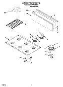 COOKTOP PARTS Diagram and Parts List for YKDRP467RS00  KitchenAid Range