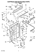 CONTROLS AND REAR PANEL PARTS Diagram and Parts List for ETW4400VQ1  Estate Washer