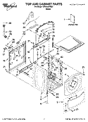TOP AND CABINET PARTS Diagram and Parts List for WFW8400TB01  Whirlpool Washer
