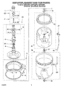 AGITATOR, BASKET AND TUB PARTS Diagram and Parts List for GST9679PW1  Whirlpool Washer