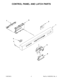CONTROL PANEL AND LATCH PARTS Diagram and Parts List for KUDE50CXSS9  KitchenAid Dishwasher