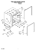 TUB AND FRAME PARTS Diagram and Parts List for KUDL03ITSS2  KitchenAid Dishwasher