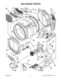 BULKHEAD PARTS Diagram and Parts List for WED9051YW1  Whirlpool Dryer