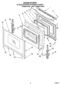 DOOR PARTS, OPTIONAL PARTS Diagram and Parts List for SF196LEPB3  Whirlpool Range