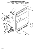 DOOR AND LATCH PARTS Diagram and Parts List for KUDS03FTSS3  KitchenAid Dishwasher