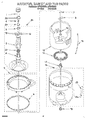 AGITATOR, BASKET AND TUB Diagram and Parts List for LST9245BN1  Whirlpool Washer