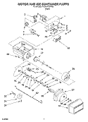 MOTOR AND ICE CONTAINER Diagram and Parts List for 7GD22DFXFW03  Whirlpool Refrigerator