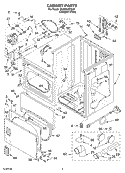 CABINET PARTS Diagram and Parts List for 3XLER5437KQ1  Whirlpool Dryer